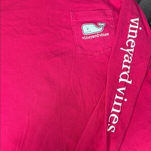 Vineyard Vines Bright Pink long Sleeve Pocket T